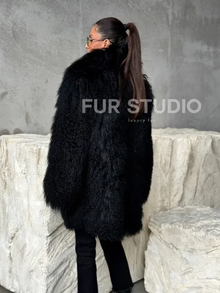 Черная шуба из ламы - фото 3