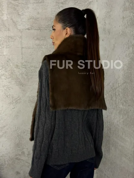 Манишка норковая - цвет соболь - фото 5