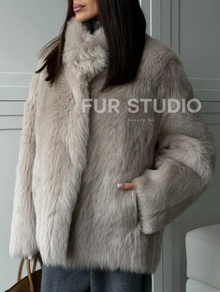 Бежевая дубленка из тосканы - фото 2