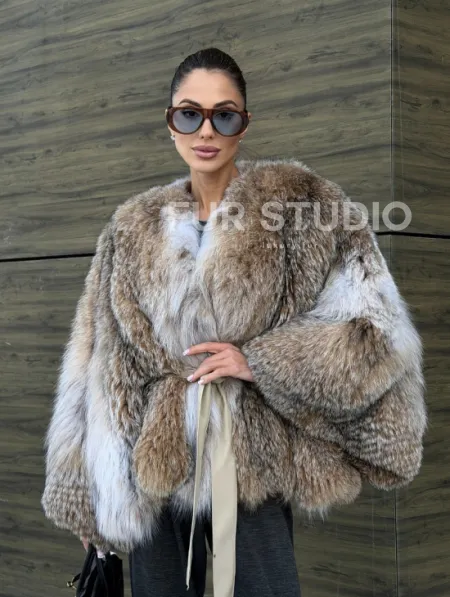 Шуба - летучка из меха рыси - фото 13