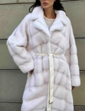 Норковая шуба с английским воротником - цвет колотый лед - фото 6