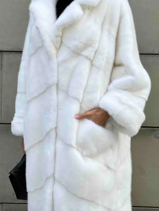 Длинная норковая шуба White COLLECTION с английским воротником - фото 3