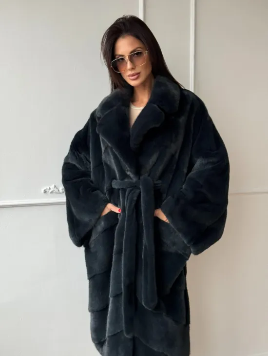 Шуба норковая фасон кимоно паркет из меха аукционной норки Kopenhagen Fur - фото 0