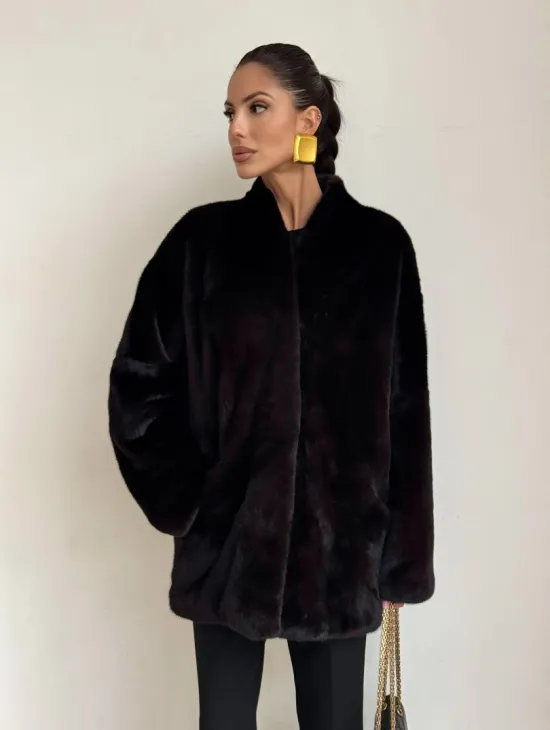 Стильный женский норковый жакет (шуба) Brown Velvet - фото 8