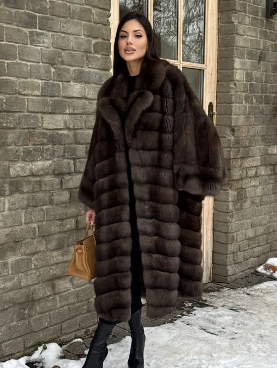 Роскошное манто из меха баргузинского соболя -  летучая мышь - фото 6