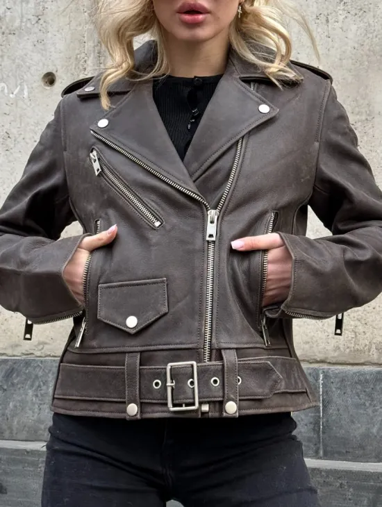 Косуха женская из винтажной кожи - фото 1