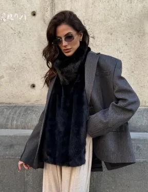 Черная норковая манишка - фото 11