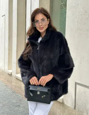 Норковый полушубок - графит - фото 5