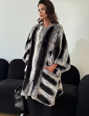 Шуба из кролика рекс - серая - фото 1