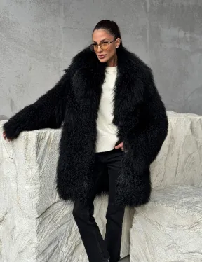 Черная шуба из ламы - фото 8
