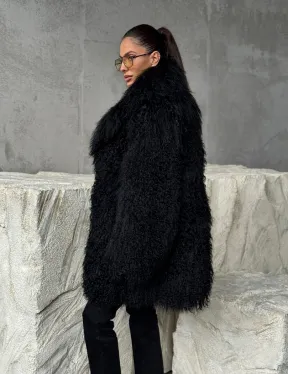 Черная шуба из ламы - фото 5