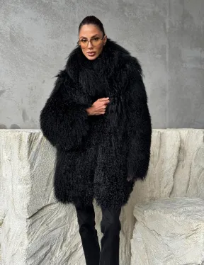 Черная шуба из ламы - фото 4