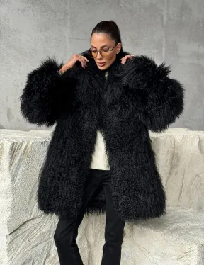 Черная шуба из ламы - фото 9