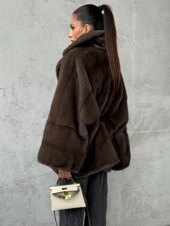 Полушубок норковый с английским воротником - летучка - фото 7