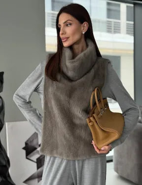 Манишка норковая серая - фото 12