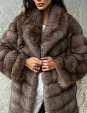 Шуба из куницы средней длины - фото 1