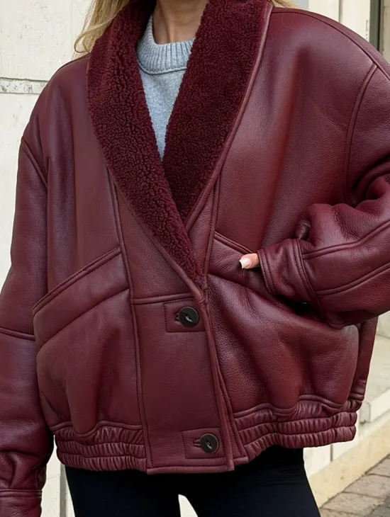 Дубленка женская зимняя - воротник шаль - фото 1