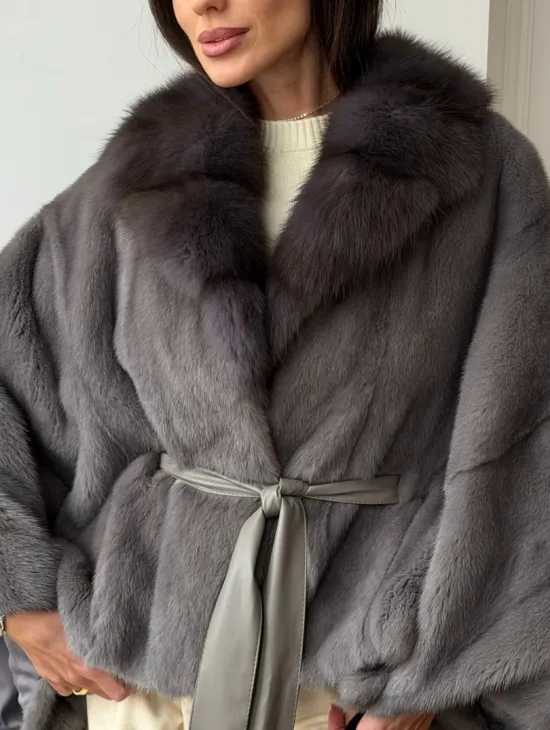 Короткий норковый полушубок - летучка - фото 1