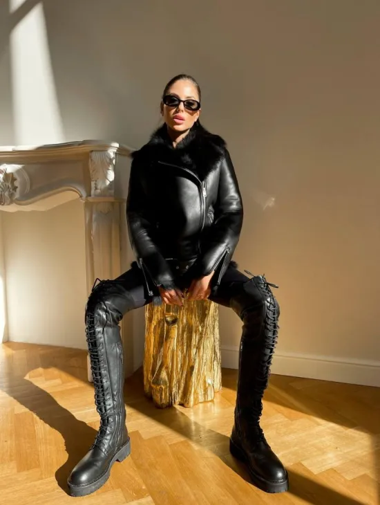 Дубленка авиатор на тоскане - фото 5