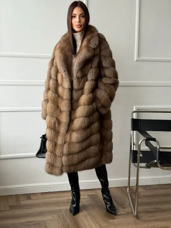 Шуба из куницы - английский воротник - фото 11