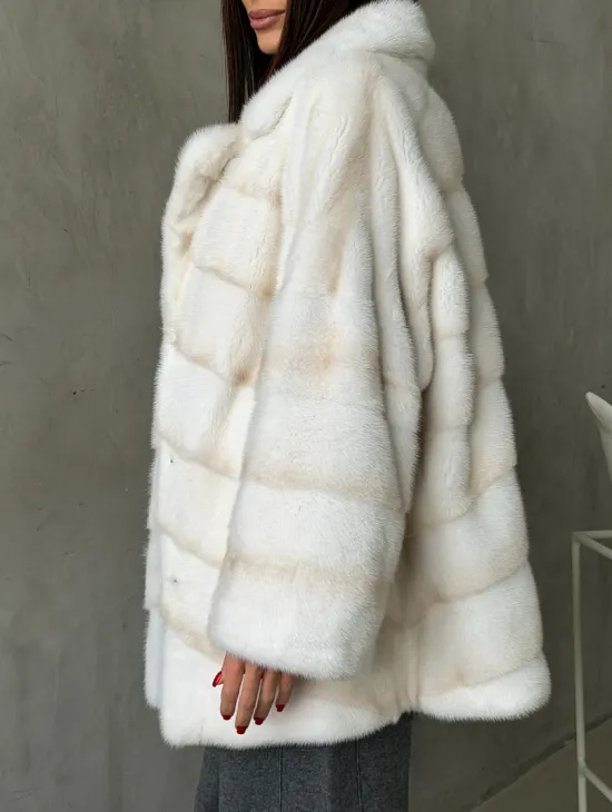 Полушубок норковый в цвете паломино - фото 4