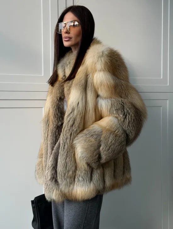 Полушубок из лисы - рукава косички - фото 11