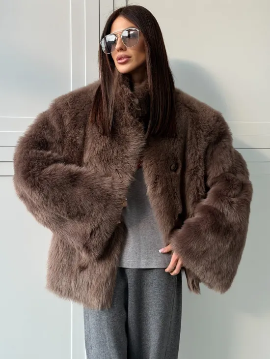 Дубленка из тосканы цвет taupe - фото 6