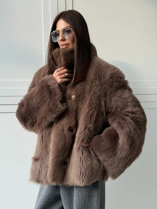 Дубленка из тосканы цвет taupe - фото 8