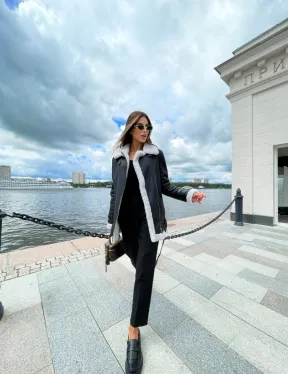 Черный авиатор на белой овчине - фото 2