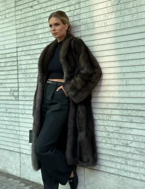 Классическое пальто из меха соболя седина 1/2 - фото 2