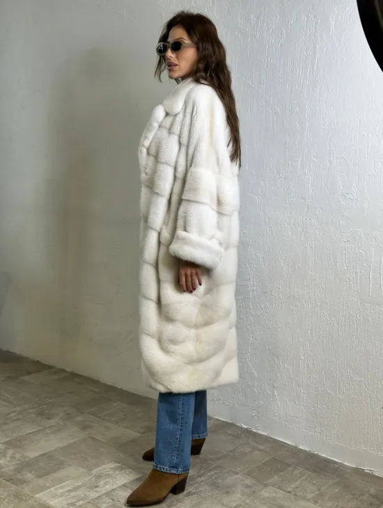 Кимоно шуба английский воротник - цвет колотый лед - фото 6