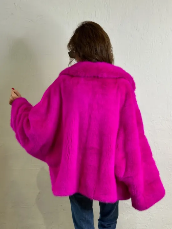 Короткая автоледи мех NAFA английский воротник - фуксия - фото 6
