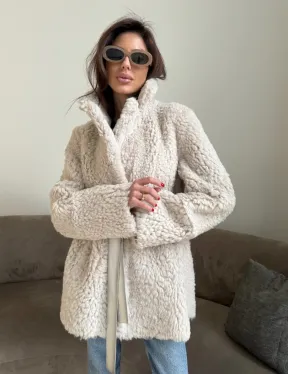 Двусторонняя дублёнка - шуба, мех тиградо английский воротник - фото 10